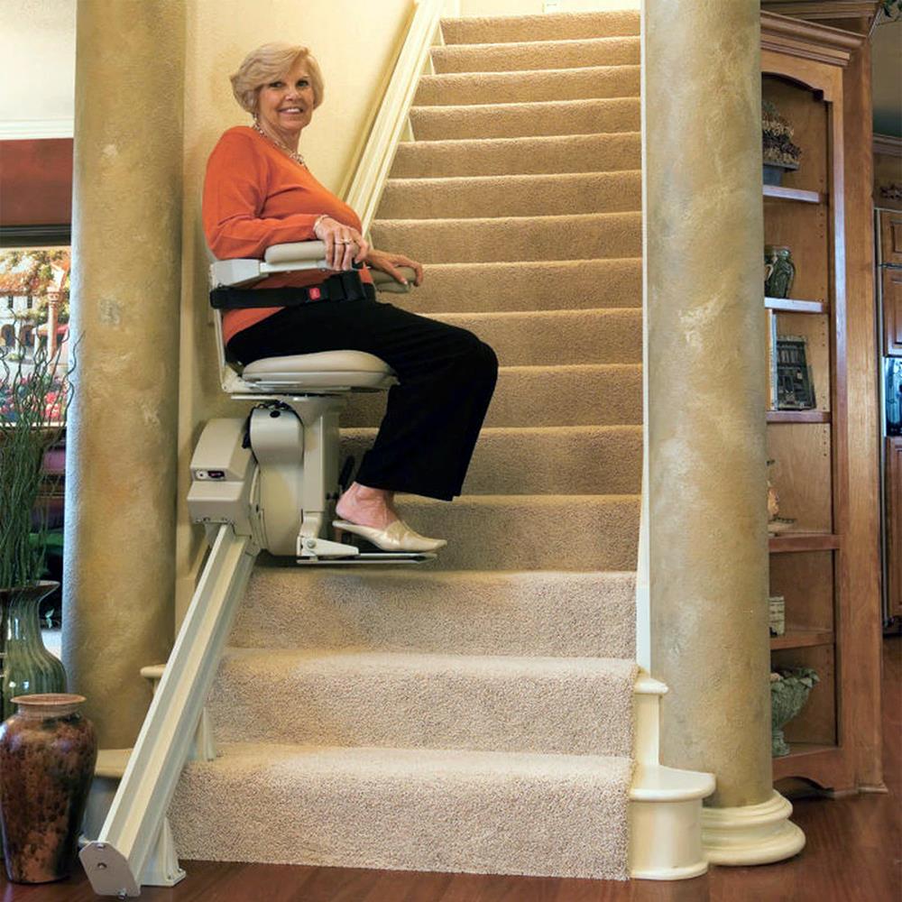 Bruno Elite Straight Stairlift Lifestyle Woman