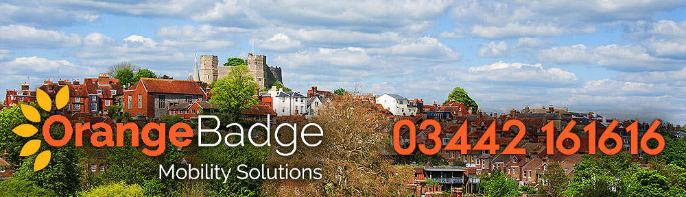 Picture of Lewes with Orange Badge logo and 03442161616 telephone number for Lewes mobility page